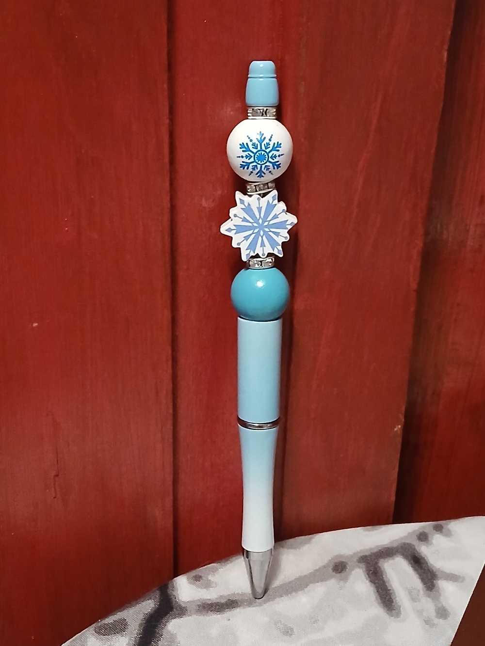 Blue Snowflake Handmade Decorative Pen